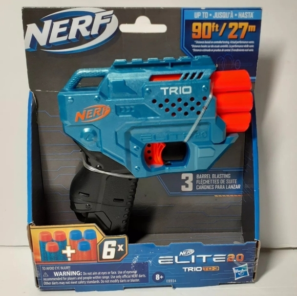 New NERF Elite 2.0 Trio TD-3 Blaster, 6 Official Nerf Darts - Picture 1 of 2